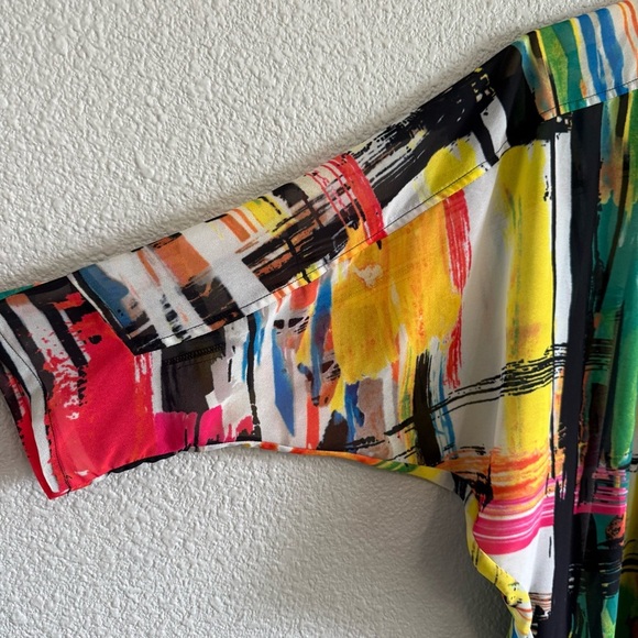 John Mark Colorful Abstract Sheer Blouse Size Medium EUC‎ - Picture 2 of 5